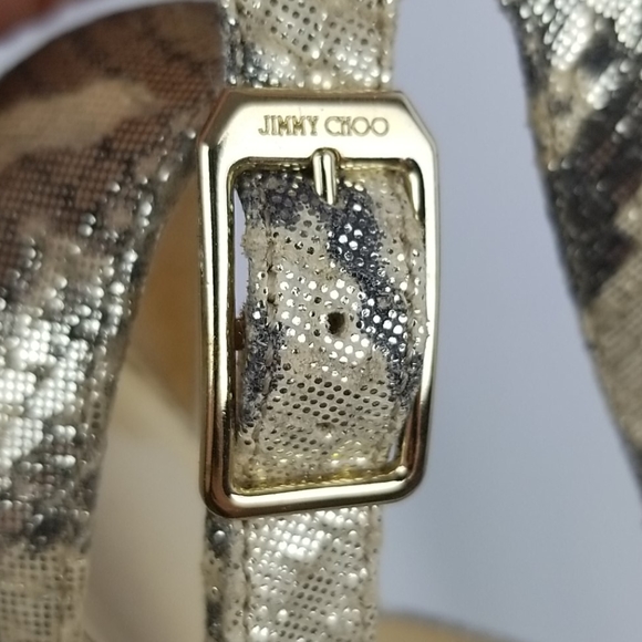 Jimmy Choo Beige Glitter Strappy Sandals size 37 - Picture 12 of 13